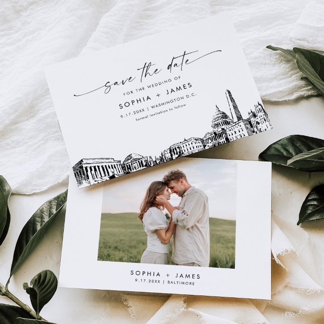 Washington DC Skyline Wedding Save the Date Card Einladung (Von Creator hochgeladen)