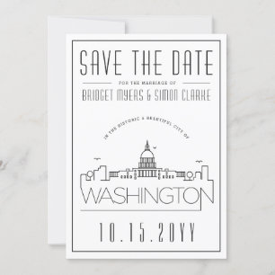 Washington DC   Stilisierte Skyline Save the Date Einladung