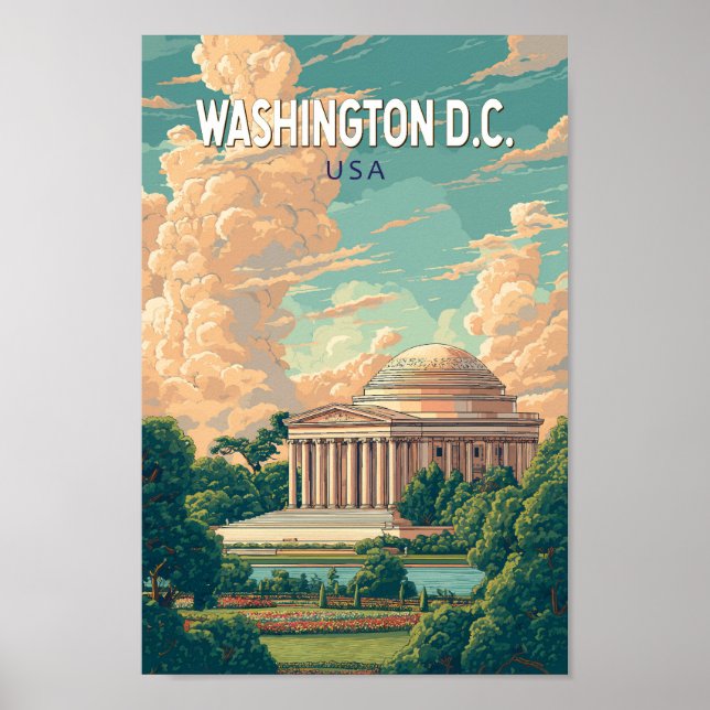 Washington DC Thomas Jefferson Memorial Travel Art Poster (Vorne)