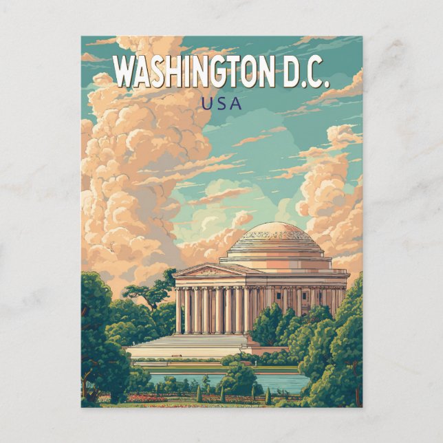 Washington DC Thomas Jefferson Memorial Travel Art Postkarte (Vorderseite)