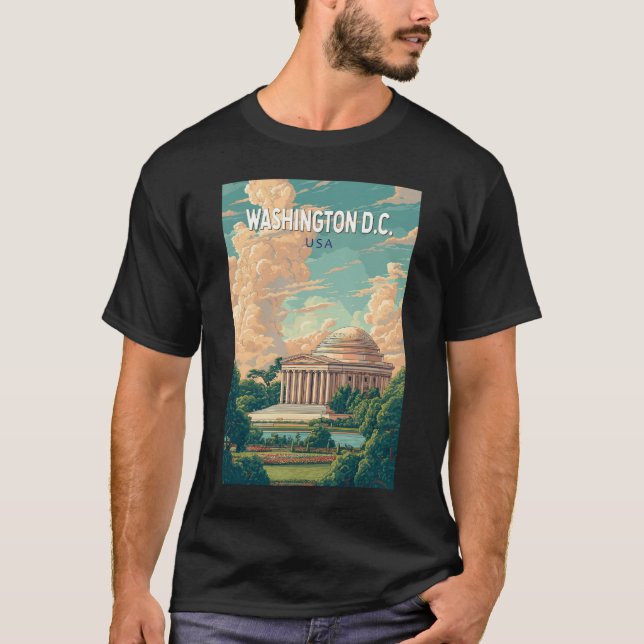 Washington DC Thomas Jefferson Memorial Travel Art T-Shirt (Vorderseite)