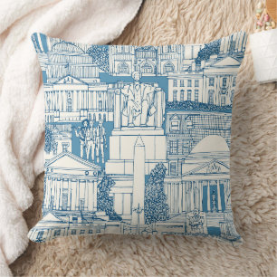 Washington DC Toile Blau Kissen