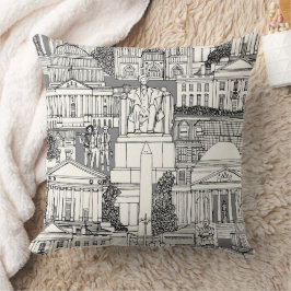 Washington DC Toile grau Kissen