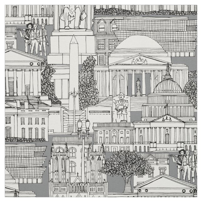 Washington DC Toile grau Stoff (Muster)
