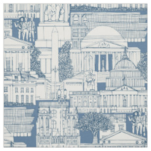 Washington DC Toile Kobalt-Denim Stoff