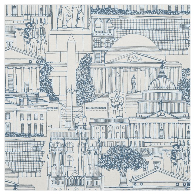 Washington DC Toile Kobalt stark weiß Stoff (Muster)