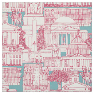 Washington DC Toile lebendig Magenta Türkis Stoff