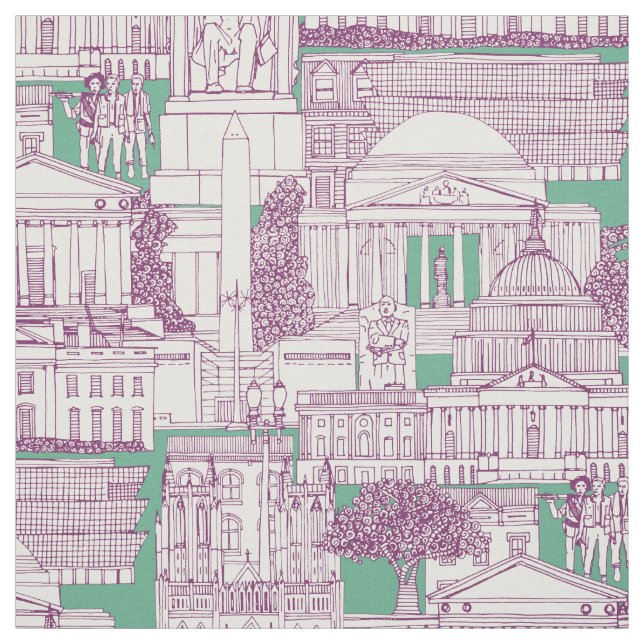 Washington DC Toile lila Pfefferminz Stoff (Muster)