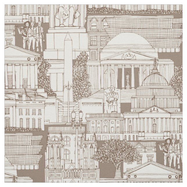Washington DC Toile Schokolade Stoff (Muster)