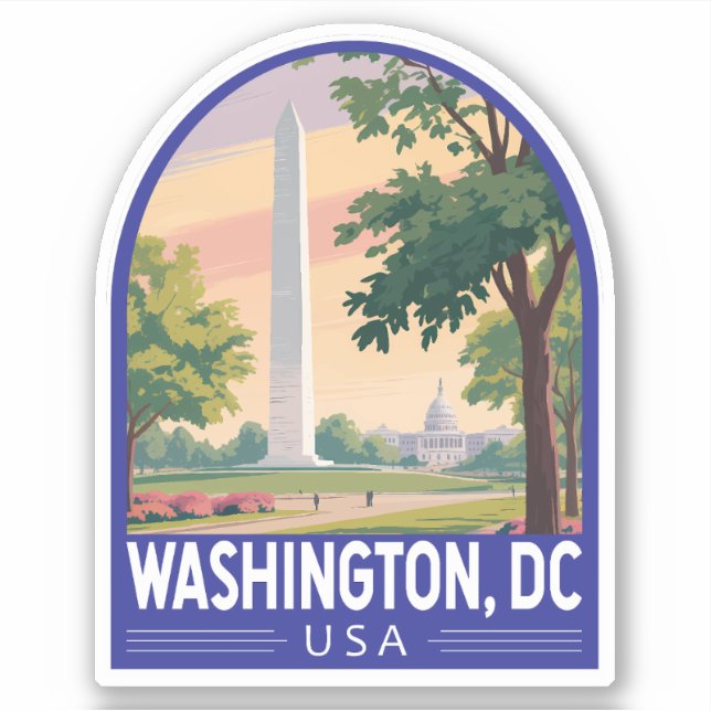 Washington DC Travel Art Emblem Aufkleber (Vorderseite)