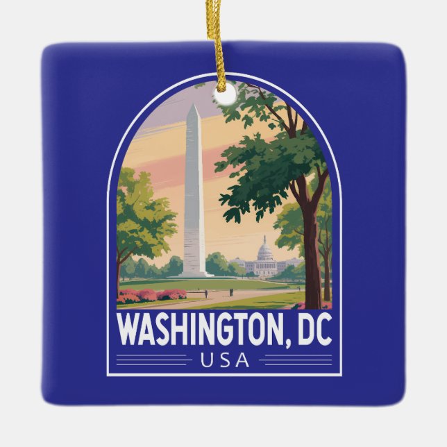 Washington DC Travel Art Emblem Keramikornament (Vorderseite)