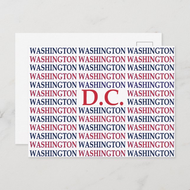 Washington DC Typografie Postkarte (Vorne/Hinten)