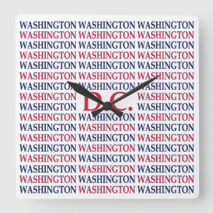 Washington DC Typografie Quadratische Wanduhr