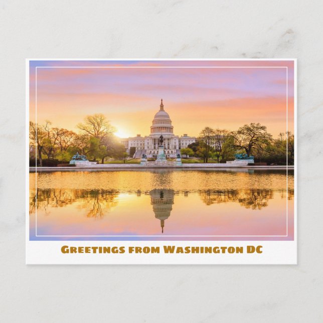Washington DC US-Hauptstadt Sunset w Reflektion Postkarte (Vorderseite)