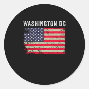 Washington DC USA Amerikanische Flagge Vintage Runder Aufkleber