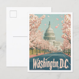 Washington DC USA Art Vintage Travel Illustration Postkarte