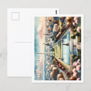 Washington DC USA Famous Travel Place Water Color Postkarte