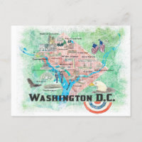 Washington DC USA Illustrierte Karte mit Hauptverk