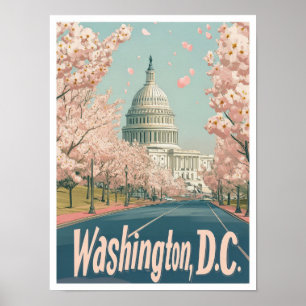 Washington DC USA Kunst Vintage Reiseillustration Poster
