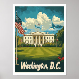 Washington DC USA Kunst Vintage Reiseillustration Poster