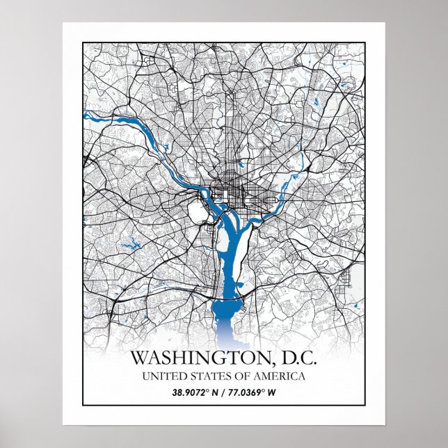 Washington DC USA Travel City Map Poster (Vorne)