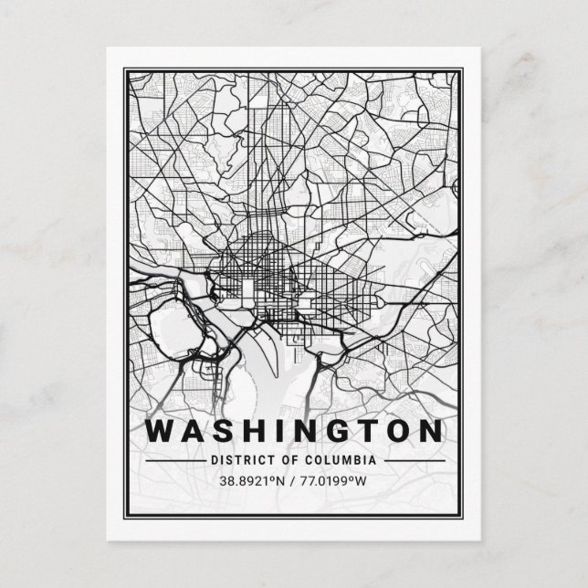 Washington DC USA Travel City Map Postkarte (Vorderseite)