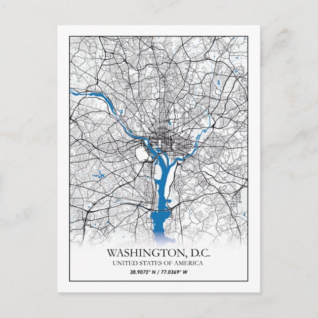 Washington DC USA Travel City Map Postkarte (Vorderseite)
