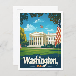 Washington DC USA Vintage Travel Illustration Postkarte