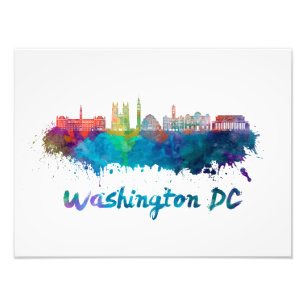Washington DC V2 skyline im Watercolor Fotodruck