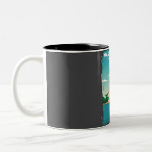 Washington DC Vintag Minimal Retro Travel Poster Zweifarbige Tasse