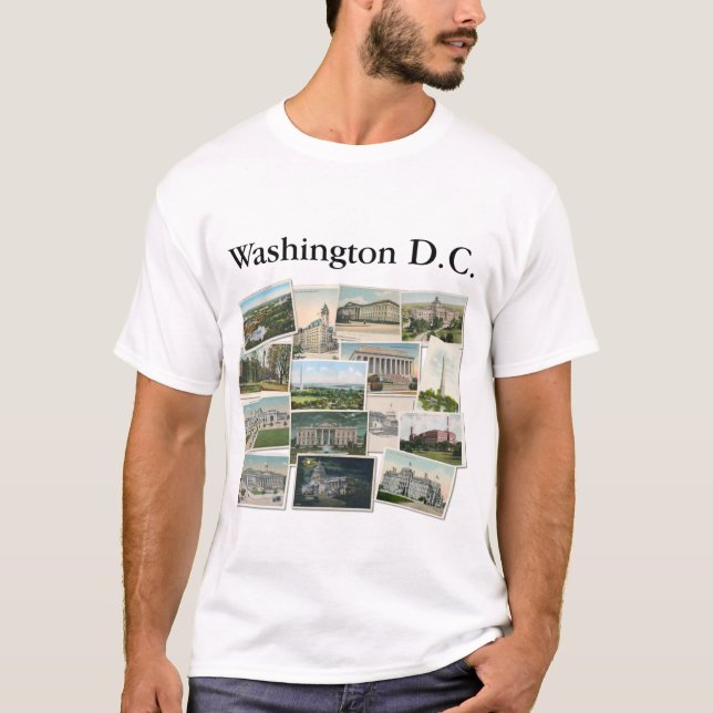 Washington DC: Vintage Postkarten Souvenir T-Shirt (Vorderseite)