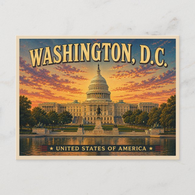 Washington DC Vintage Reise Postkarte (Vorderseite)