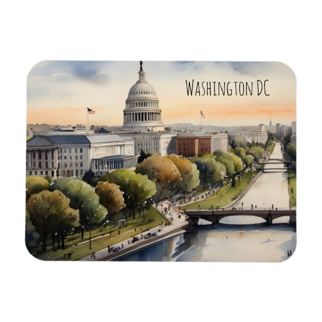 Washington DC Wasserfarbkunst Magnet (Horizontal)