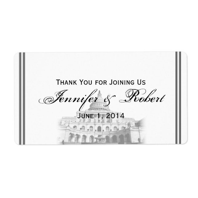 Washington DC Wasserflaschen-Label (Vorne)