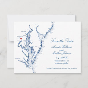 Washington DC Wedding Elegant Navy Map Save The Date