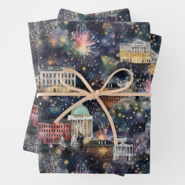 Washington DC Weihnachten & Neues Jahr Wasserfarbe Geschenkpapier Set