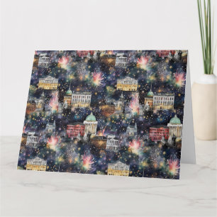 Washington DC Weihnachten & Neues Jahr Wasserfarbe Karte