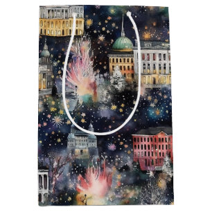 Washington DC Weihnachten & Neues Jahr Wasserfarbe Mittlere Geschenktüte