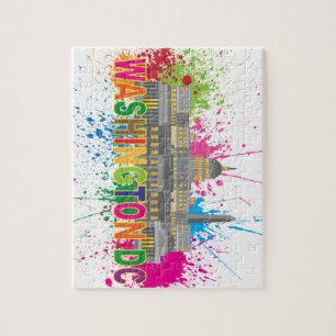Washington DCskyline-Farben-Spritzer-Illustration Puzzle