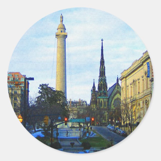 Washington Denkmal Historische Nachbarschaft Runder Aufkleber (Vorderseite)