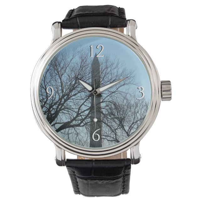 Washington Denkmal im Winter I Landschaft Armbanduhr (Vorderseite)