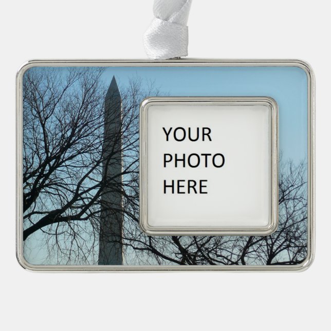 Washington Denkmal im Winter I Landschaft Rahmen-Ornament Silber (Vorderseite)