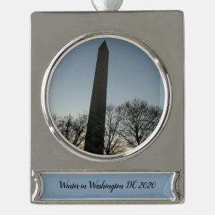 Washington Denkmal im Winter II Landschaft Banner-Ornament Silber