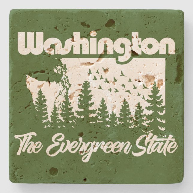 Washington Der Evergreen-Staat Steinuntersetzer (Vorderseite)
