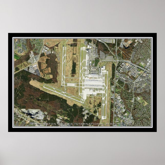 Washington Dulles Intl Airport Satellite Karte Poster (Vorne)