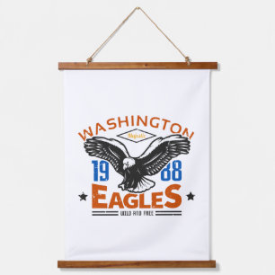 Washington Eagles 1988 Vintage Adler Wandteppich Mit Holzrahmen