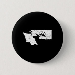 Washington Elk Junting T Shirt - Bull Elk Staat Sh Button