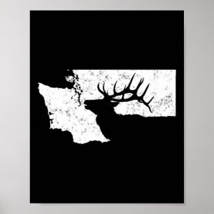 Washington Elk Junting T Shirt - Bull Elk Staat Sh Poster