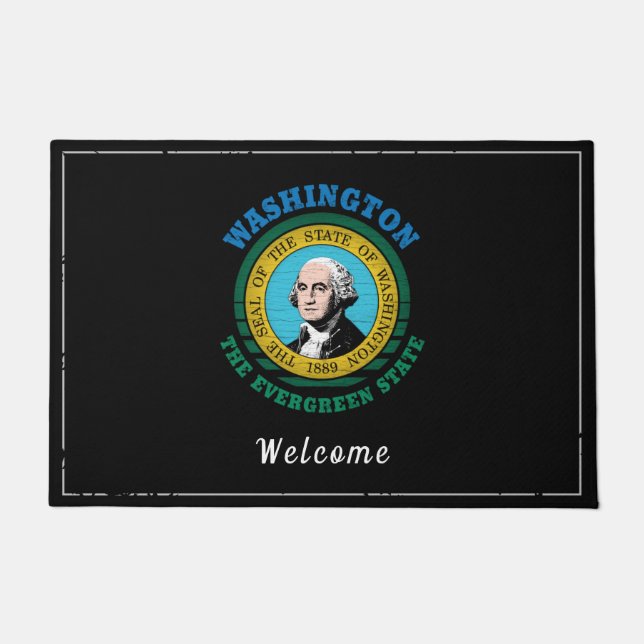 WASHINGTON EVERGREEN STAAT FLAG FUßMATTE (Vorderseite)