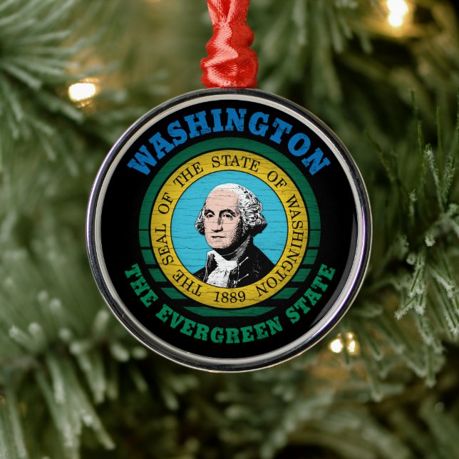 WASHINGTON EVERGREEN STAAT FLAG ORNAMENT AUS METALL (Baum)